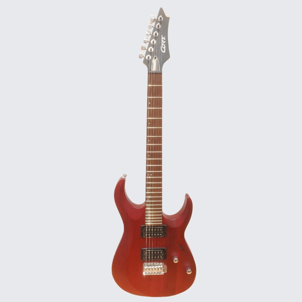 Cort X100 Electric Guitar Open Pore Black Cherry Color Full Body